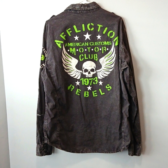 Affliction Other - Affliction Black Premium LS Button Down Shirt Mens XL Motor Club Rebels Y2K
